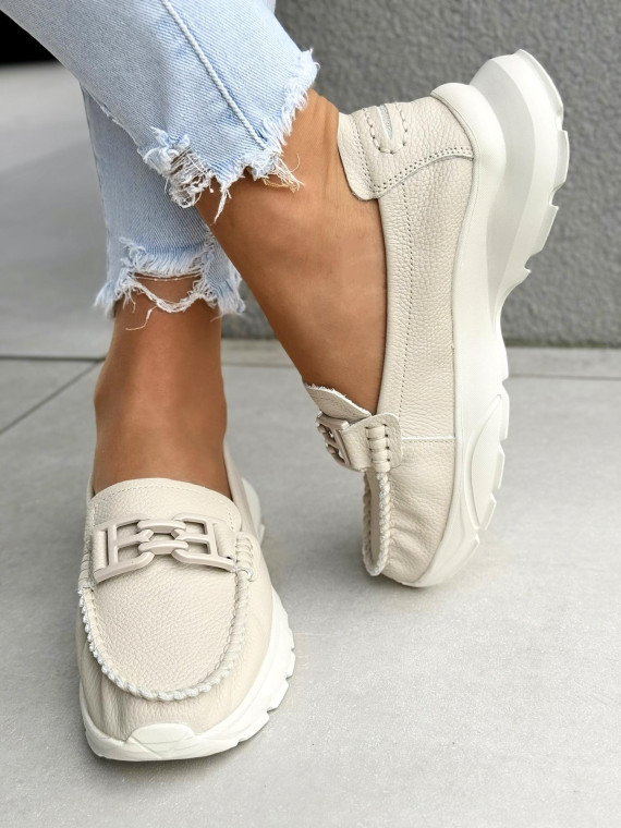 Mokasyny damskie ze skóry naturalnej