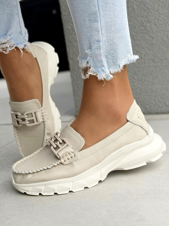 Mokasyny damskie ze skóry naturalnej