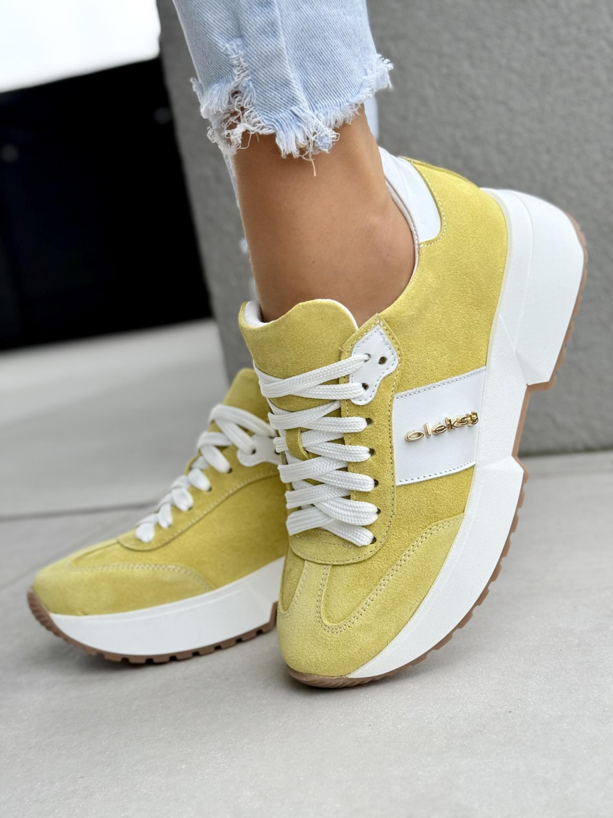 Sneakersy damskie OLEKSY ze skóry naturalnej Polskiej produkcji