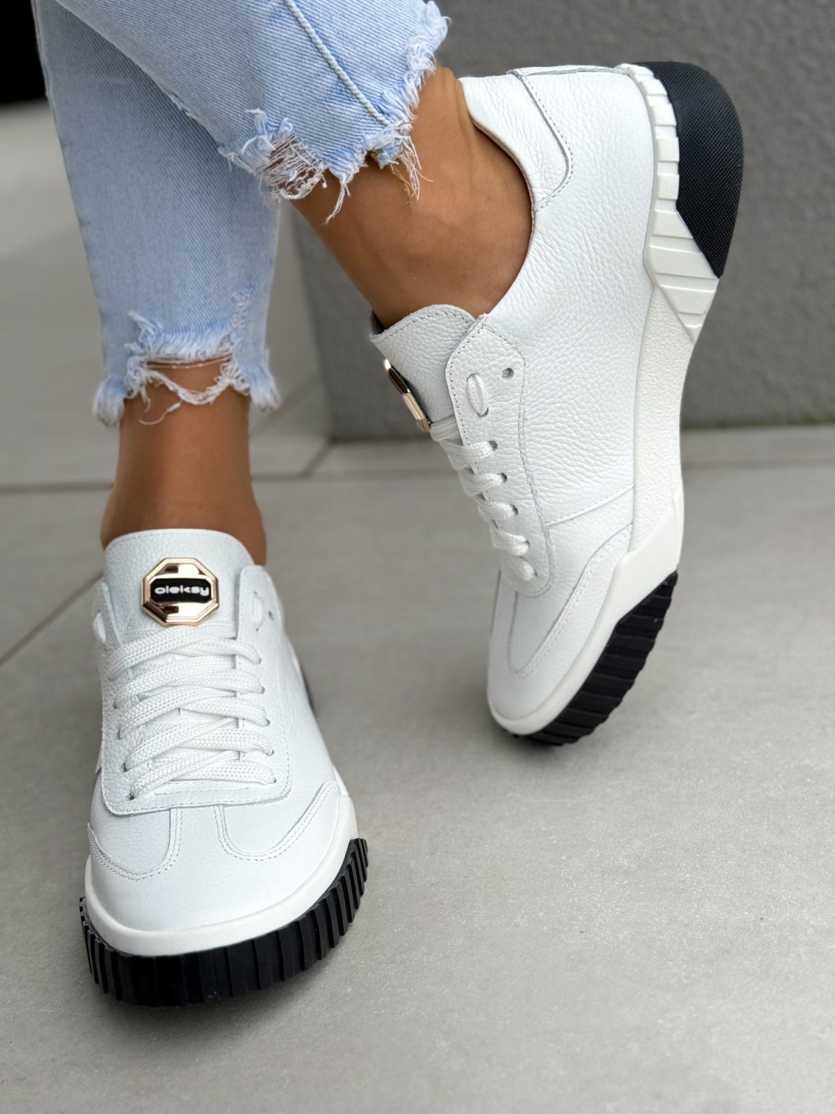 Sneakersy damskie OLEKSY ze skóry naturalnej Polskiej produkcji