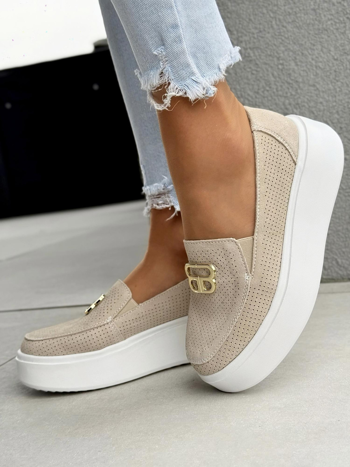 Mokasyny damskie ze skóry naturalnej