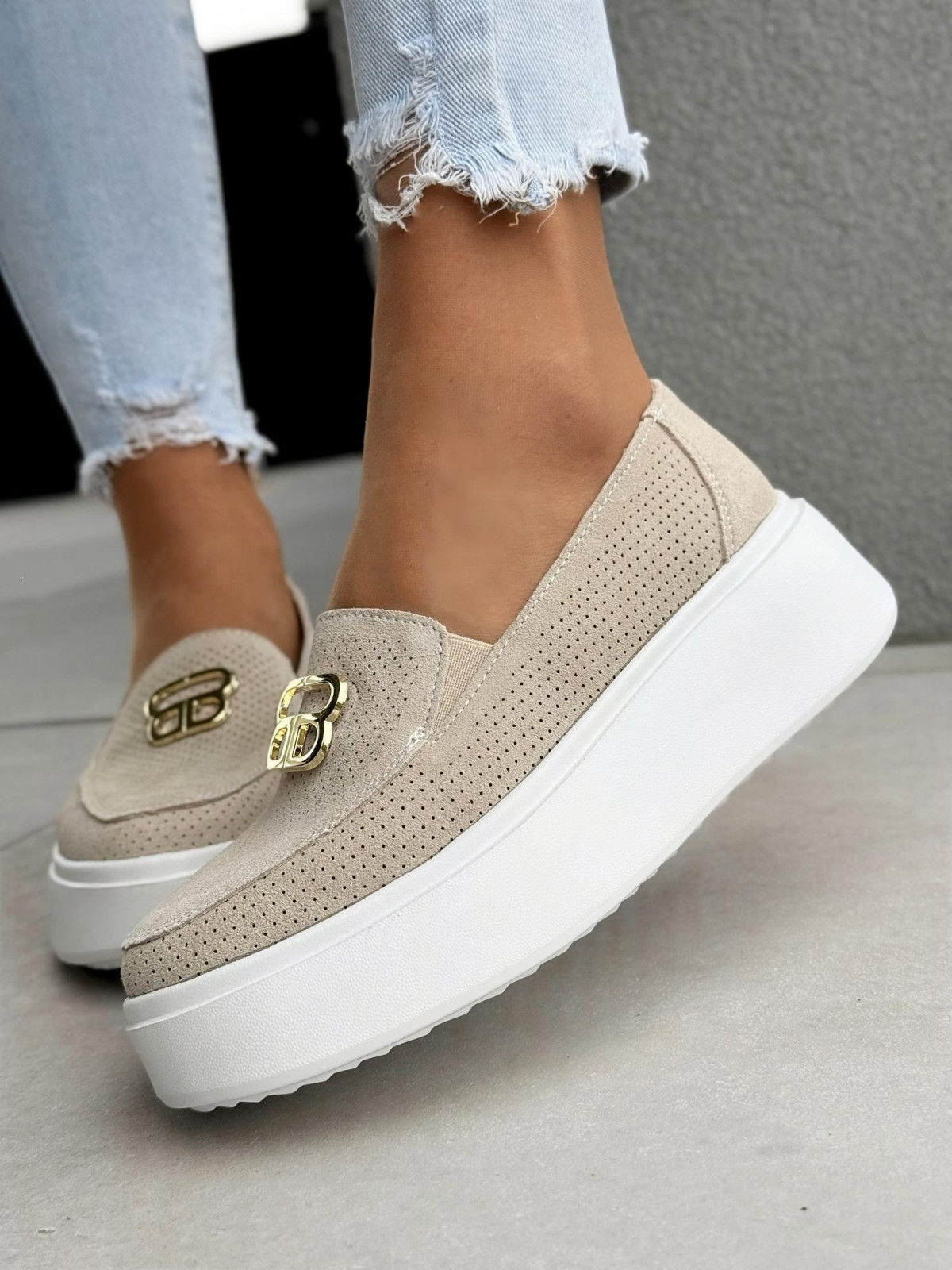 Mokasyny damskie ze skóry naturalnej