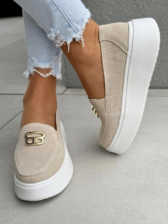 Mokasyny damskie ze skóry naturalnej