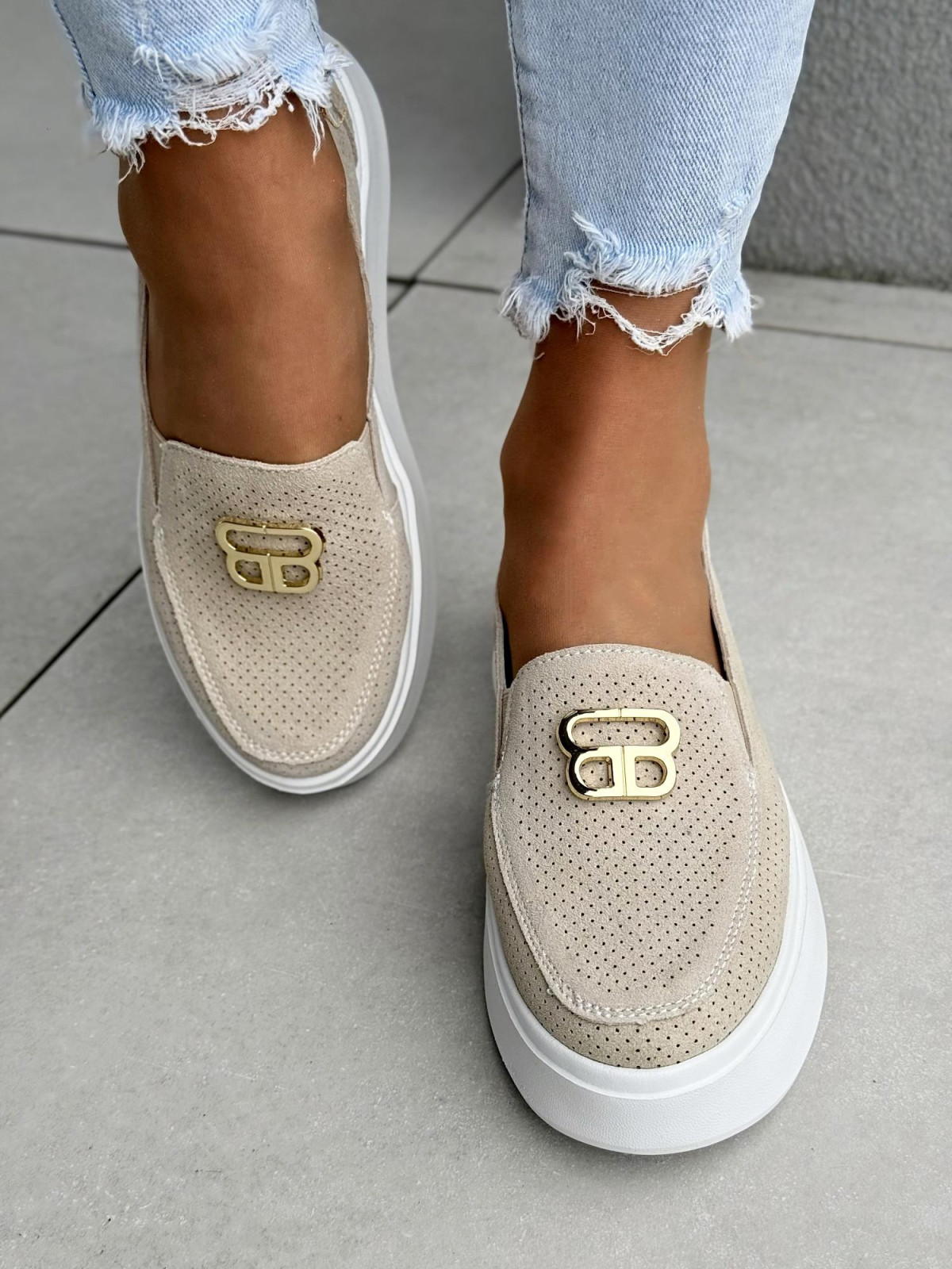 Mokasyny damskie ze skóry naturalnej