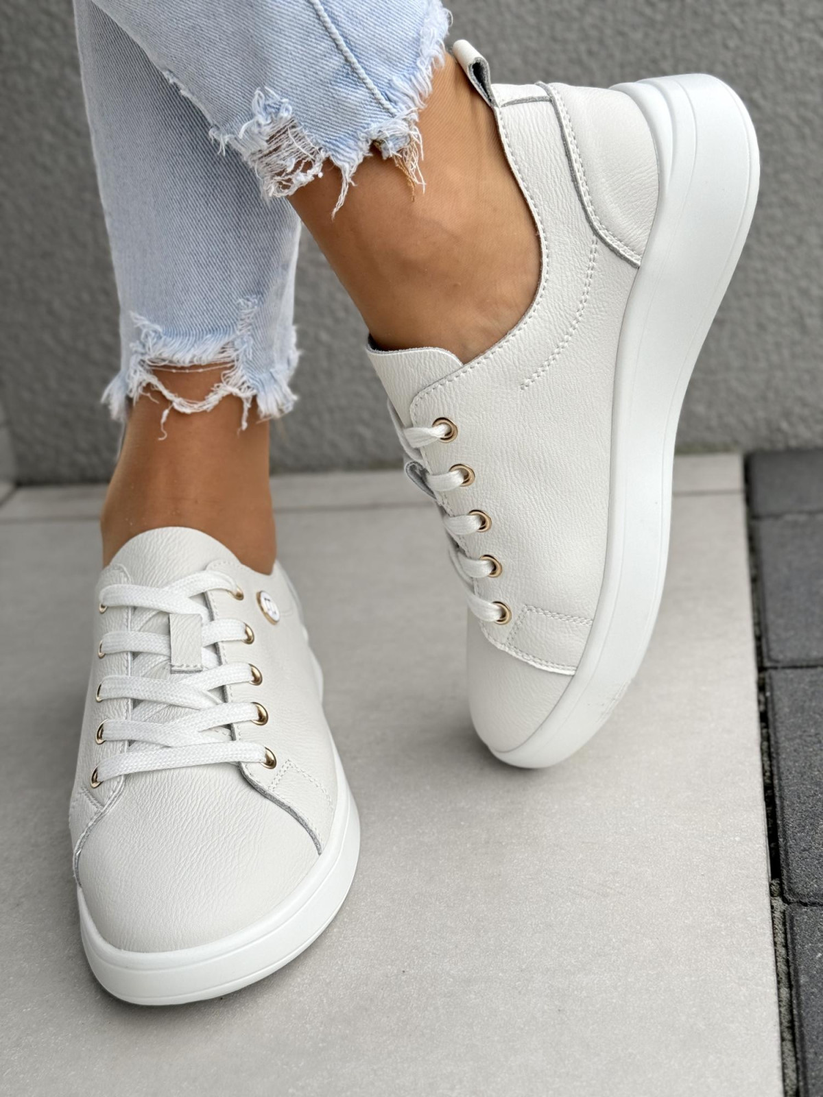 Sneakersy damskie ze skóry naturalnej