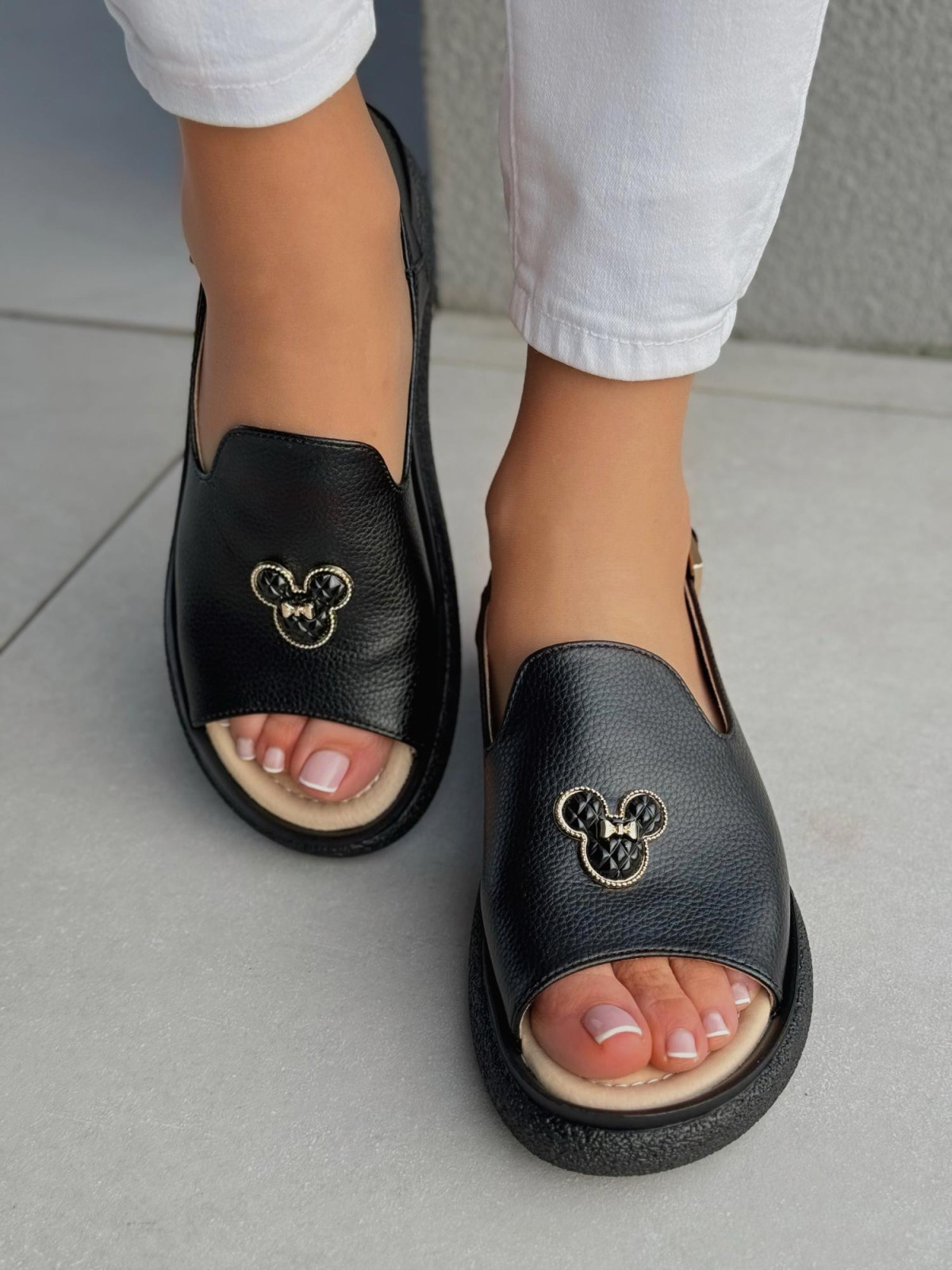 Sandałki damskie ze skóry naturalnej