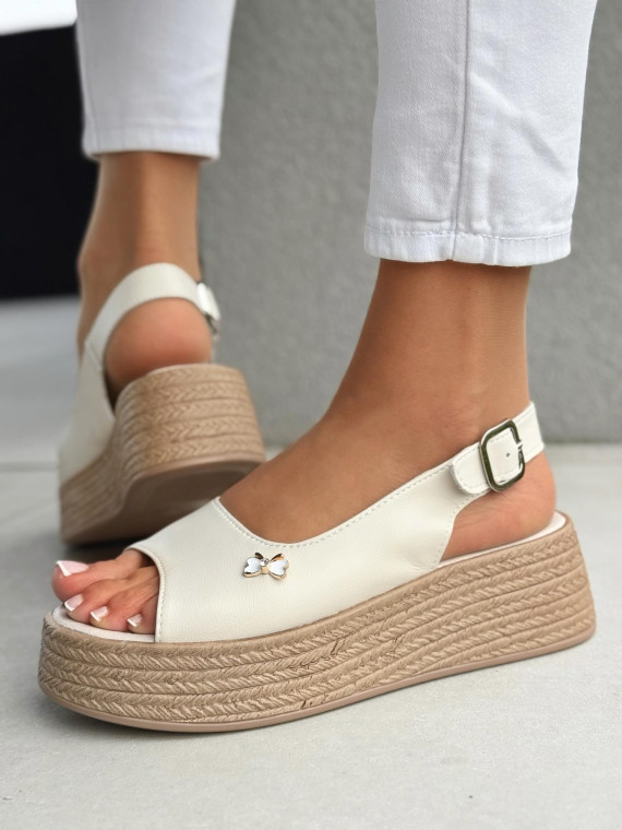 Sandałki damskie ze skóry naturalnej