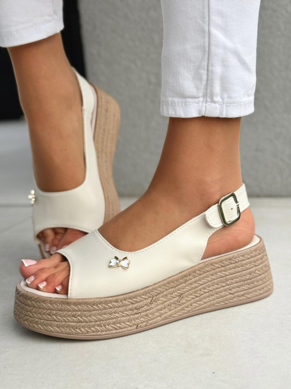 Sandałki damskie ze skóry naturalnej