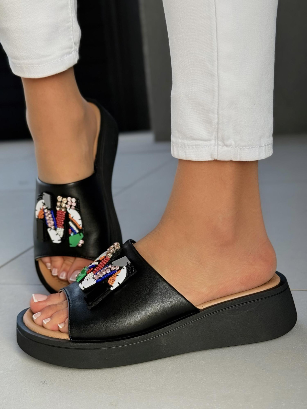 Klapki damskie ze skóry naturalnej