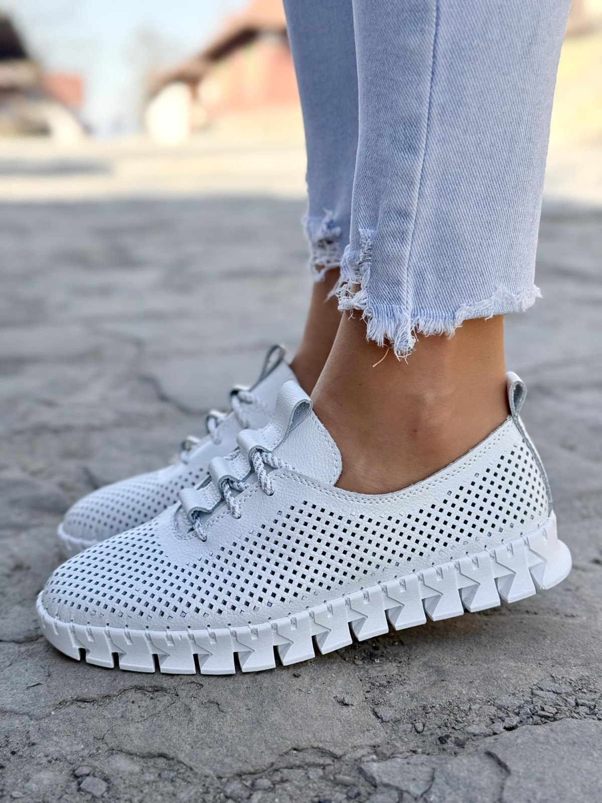 Sneakersy damskie ze skóry naturalnej