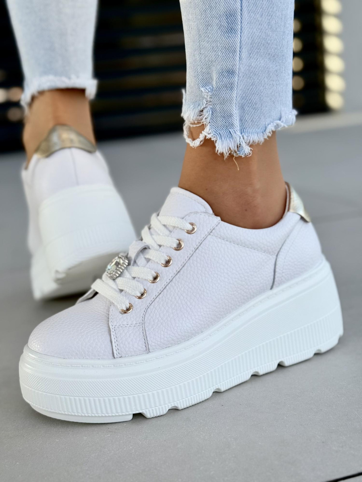 Sneakersy damskie ze skóry naturalnej