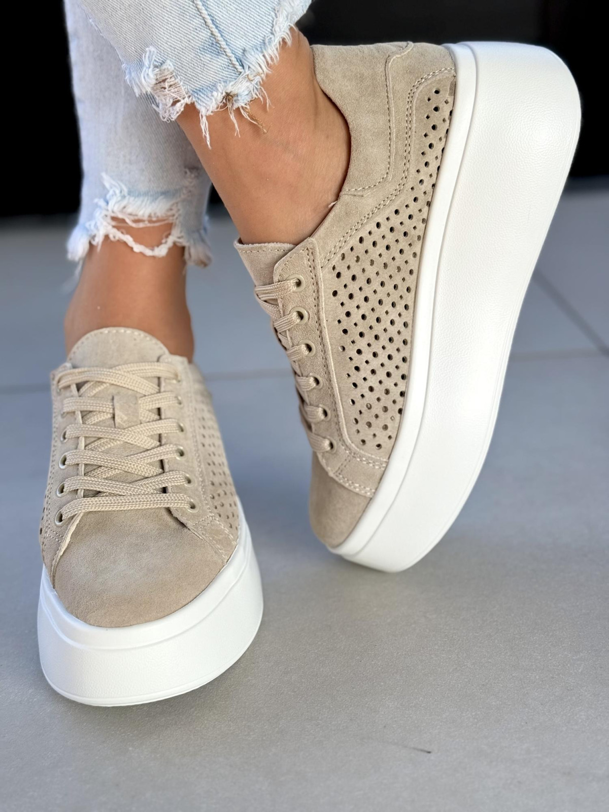 Sneakersy damskie ze skóry naturalnej