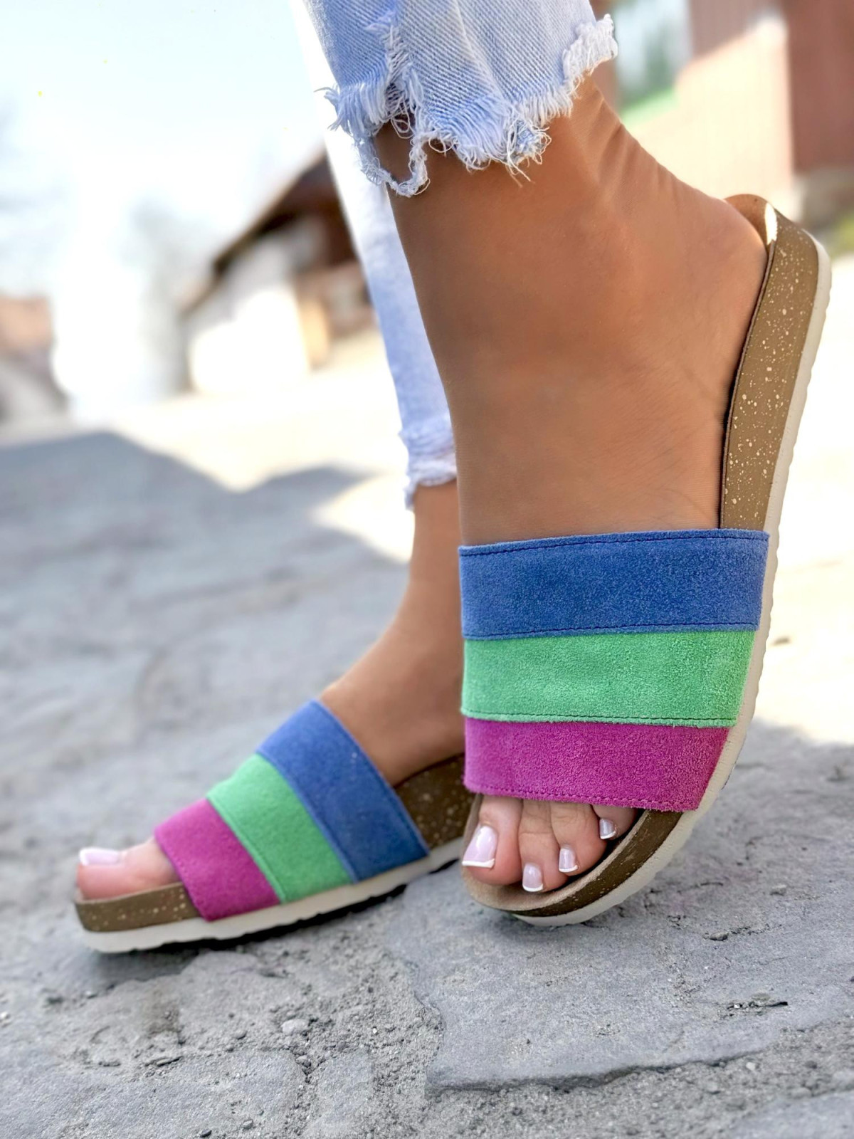 Klapki damskie OLEKSY ze skóry naturalnej Polskiej produkcji