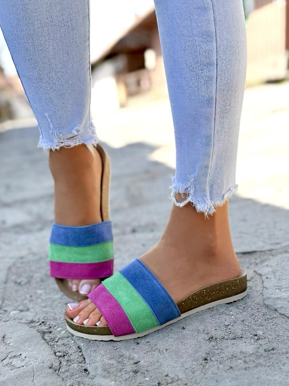 Klapki damskie OLEKSY ze skóry naturalnej Polskiej produkcji