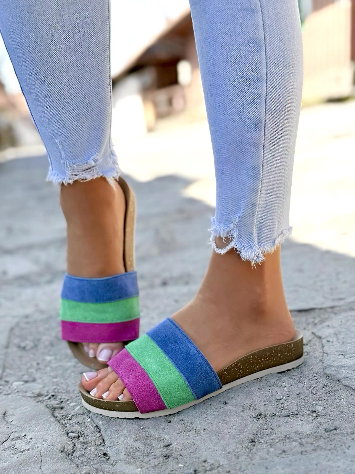 Klapki damskie OLEKSY ze skóry naturalnej Polskiej produkcji