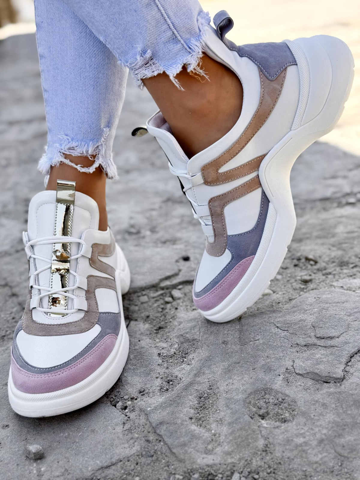 Sneakersy damskie OLEKSY ze skóry naturalnej Polskiej produkcji