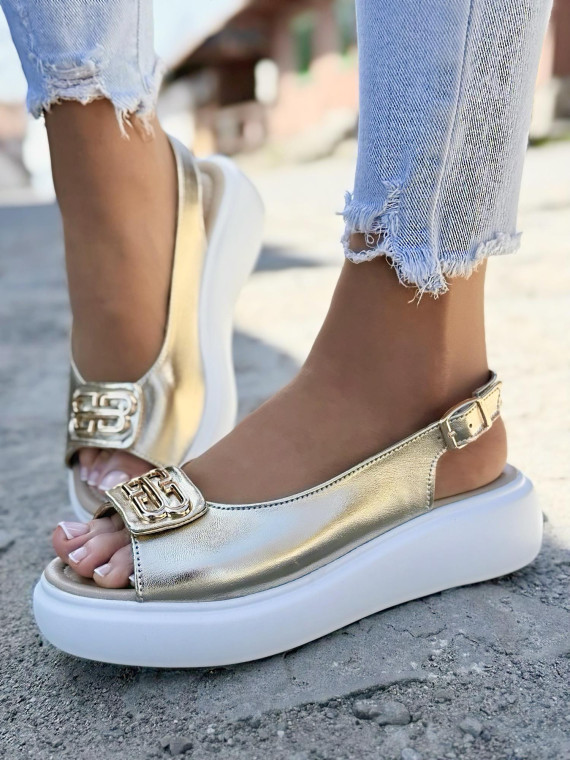 Sandałki damskie ze skóry naturalnej