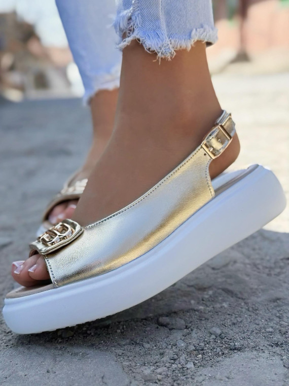 Sandałki damskie ze skóry naturalnej