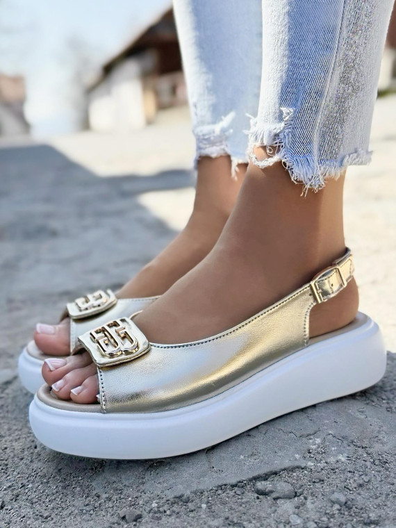 Sandałki damskie ze skóry naturalnej