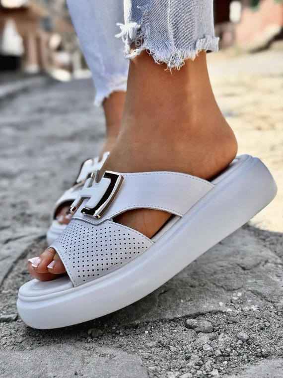 Klapki damskie ze skóry naturalnej