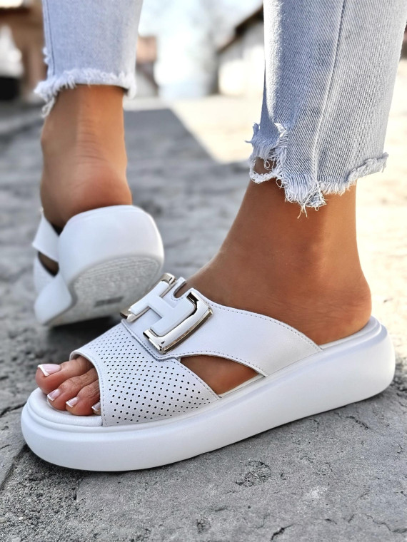 Klapki damskie ze skóry naturalnej