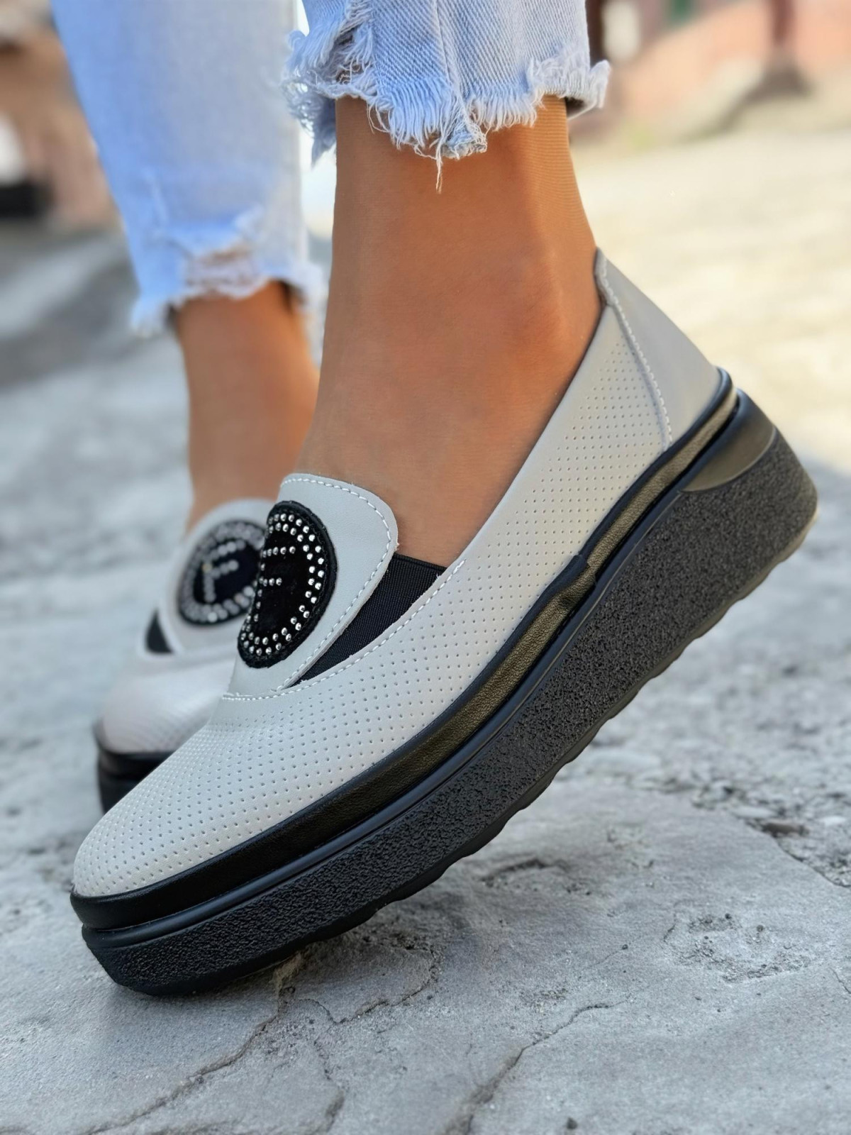 Mokasyny damskie ze skóry naturalnej