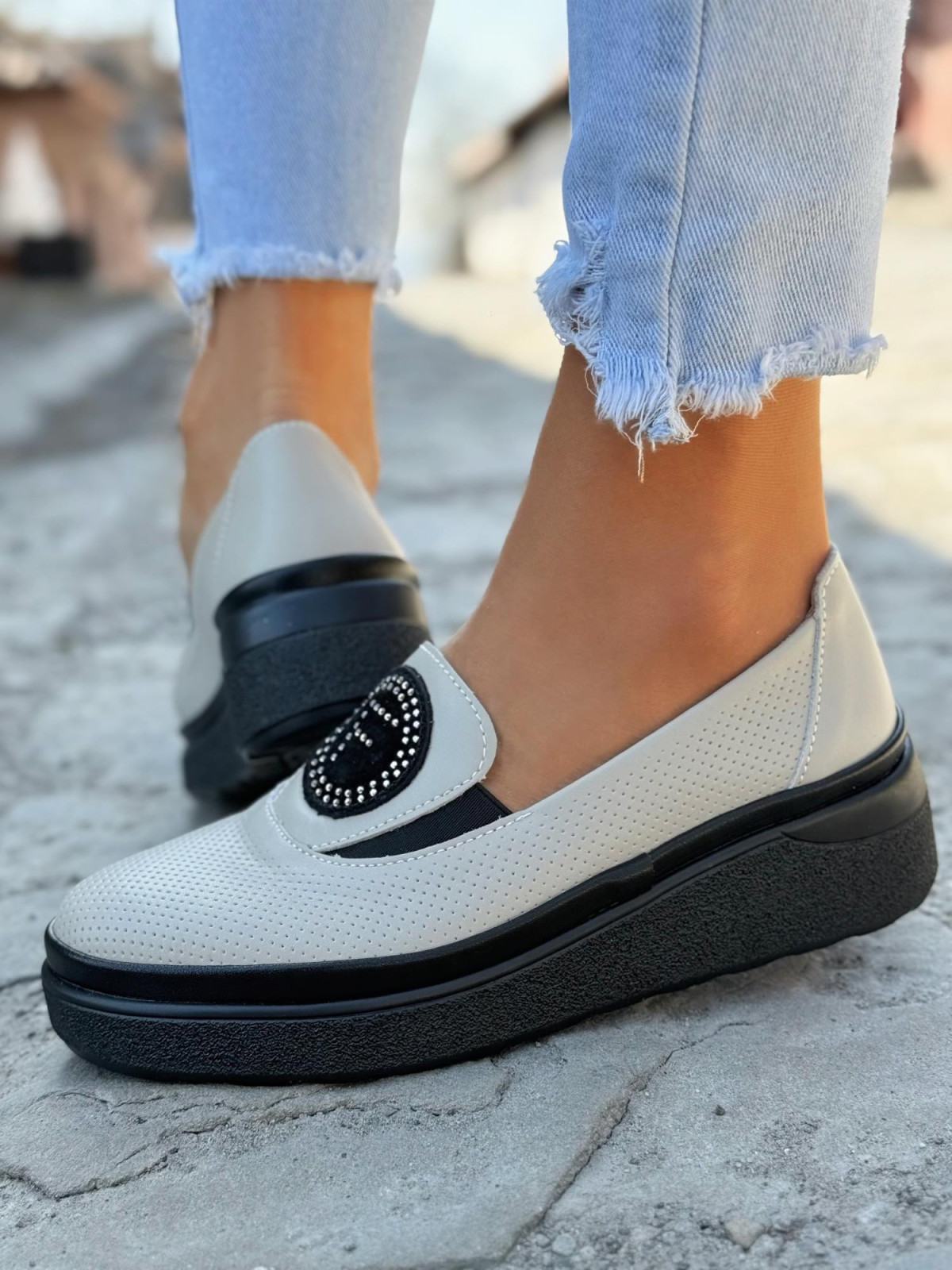 Mokasyny damskie ze skóry naturalnej