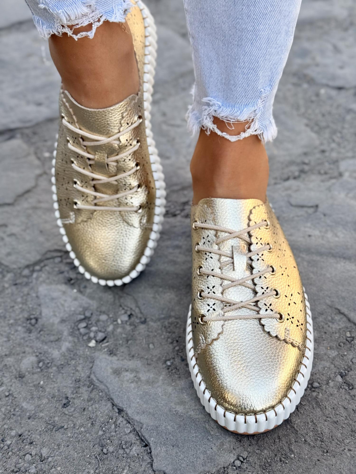 Sneakersy damskie ze skóry naturalnej