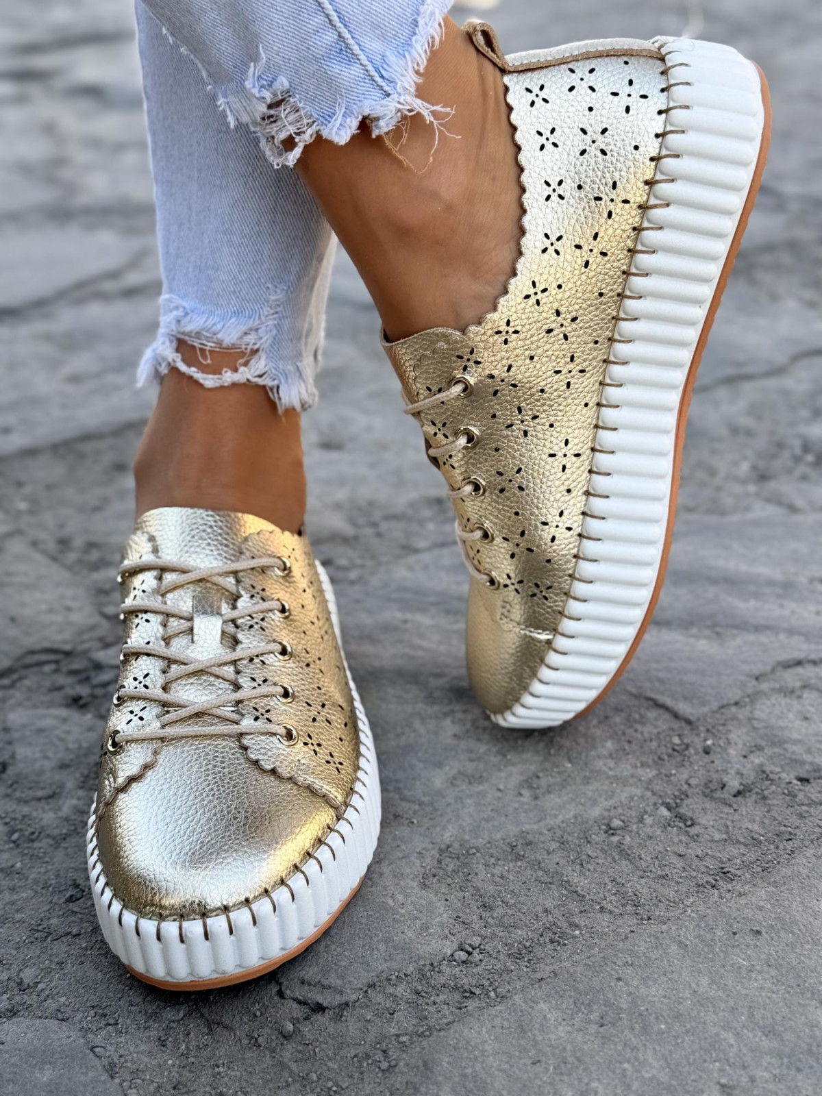 Sneakersy damskie ze skóry naturalnej