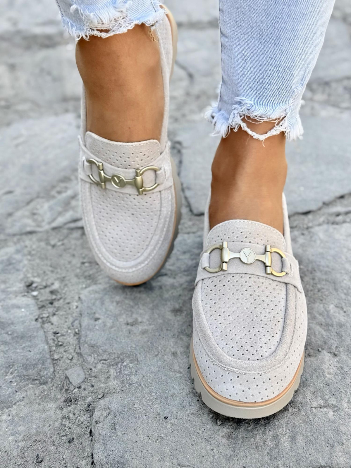 Mokasyny damskie ze skóry naturalnej