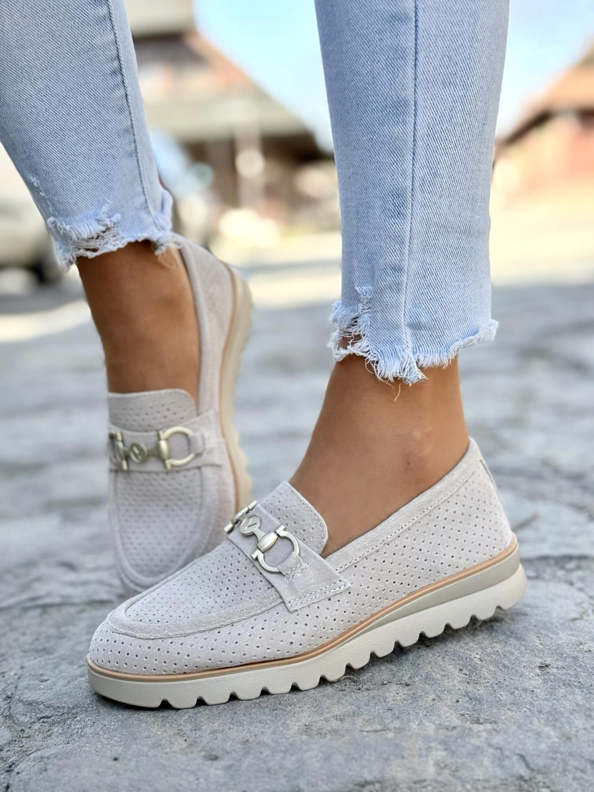 Mokasyny damskie ze skóry naturalnej