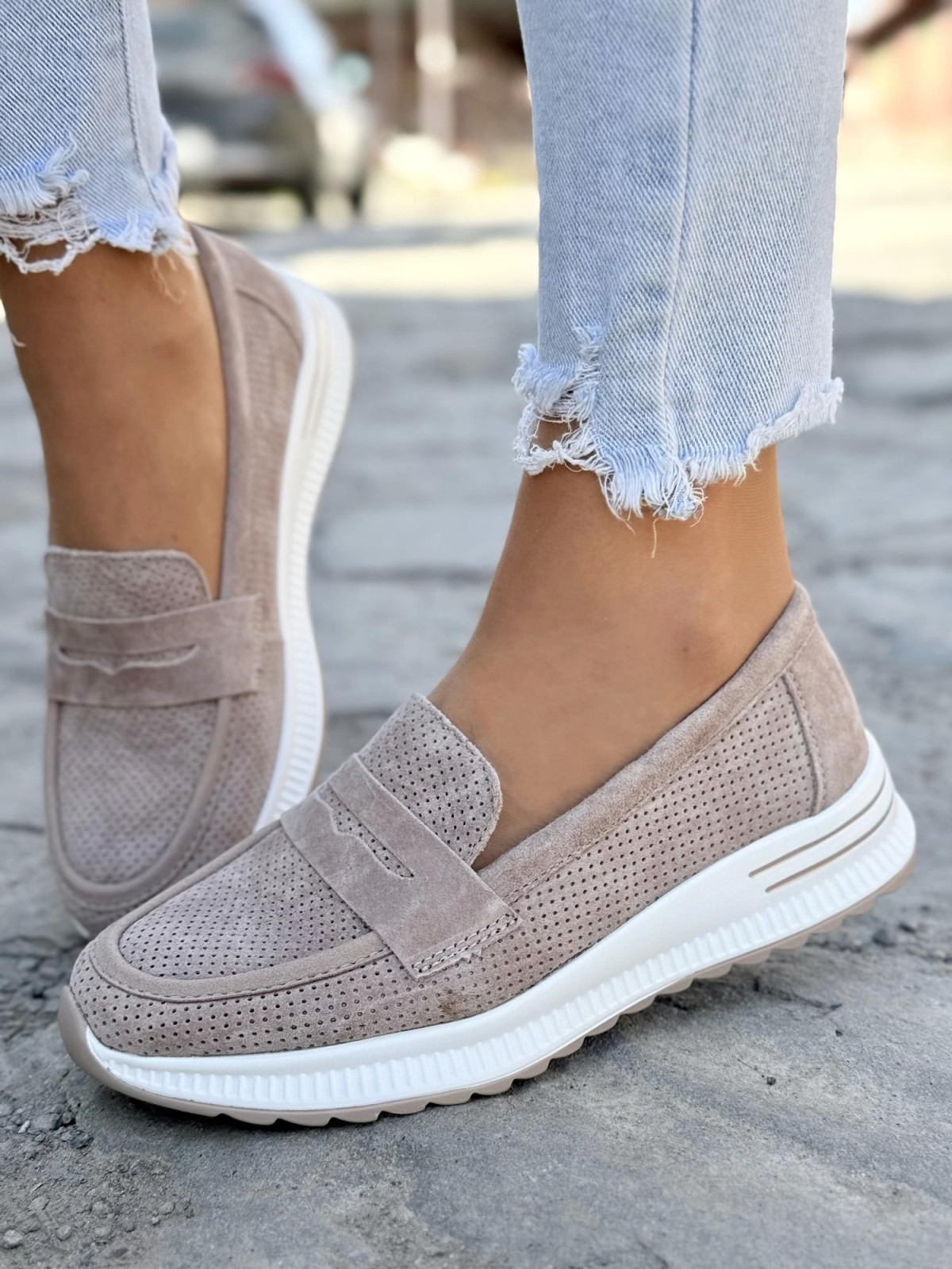 Mokasyny damskie ze skóry naturalnej