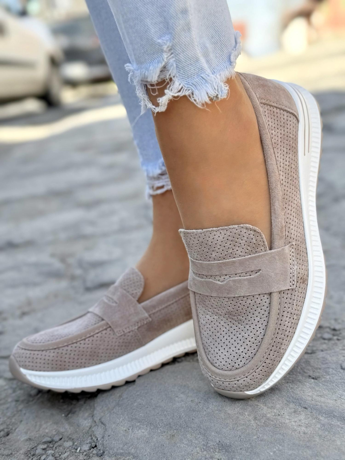 Mokasyny damskie ze skóry naturalnej