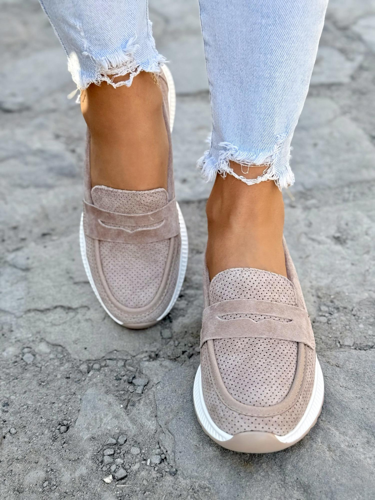 Mokasyny damskie ze skóry naturalnej