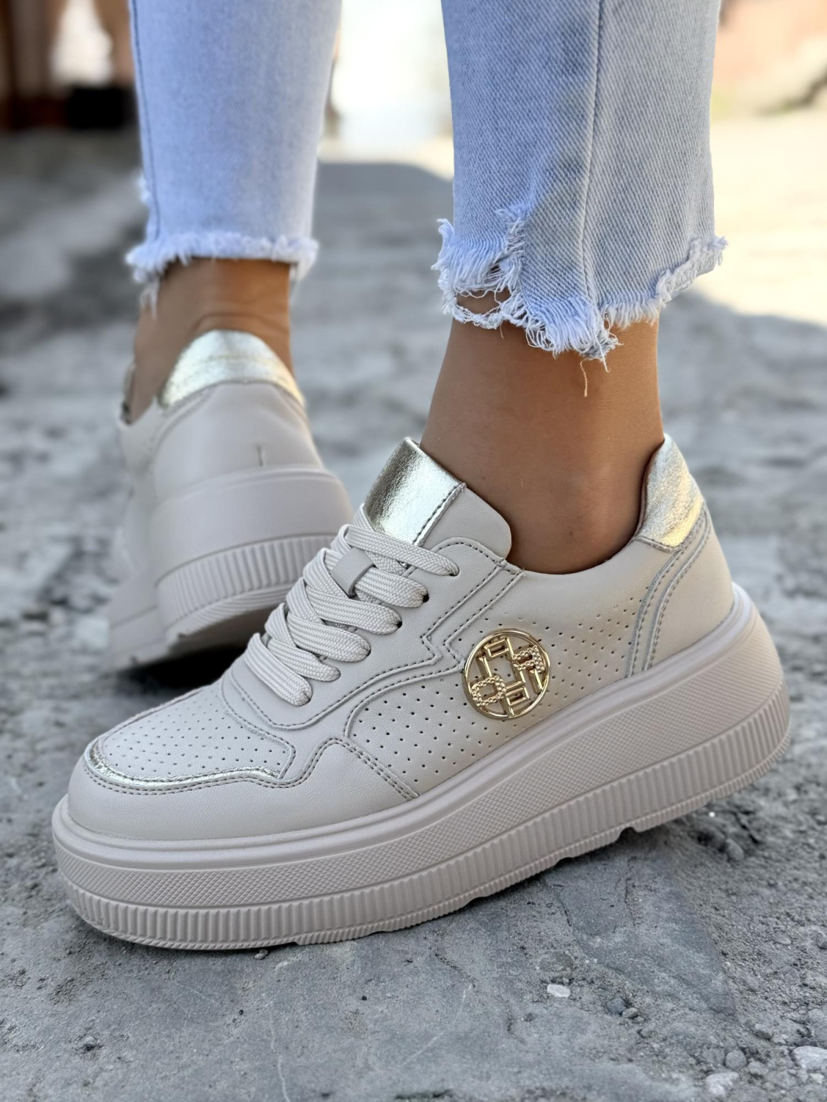 Sneakersy damskie ze skóry naturalnej