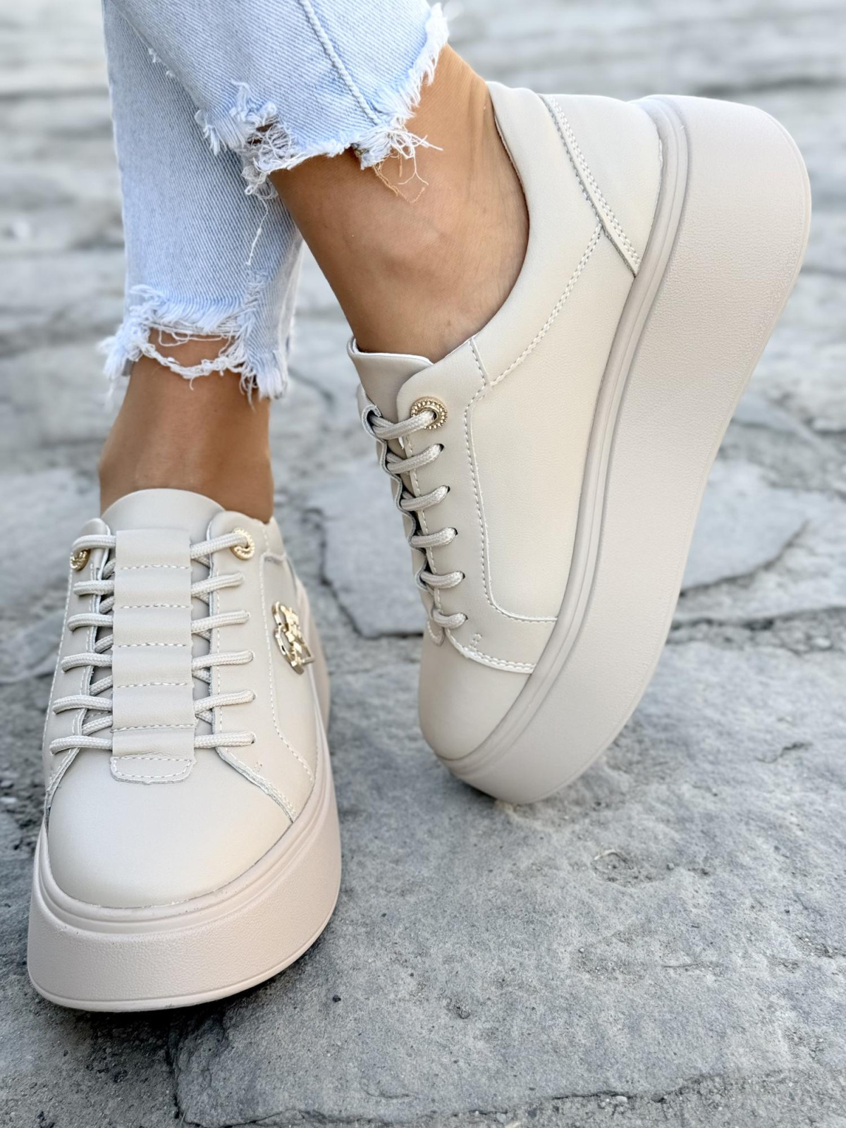 Sneakersy damskie ze skóry naturalnej