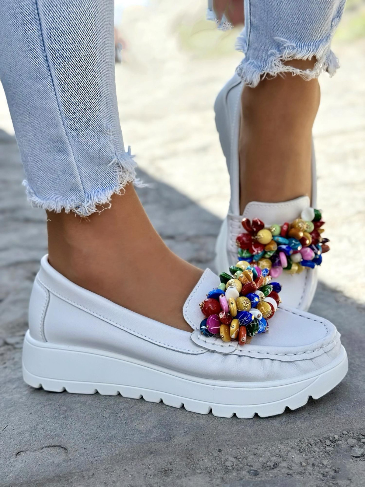 Mokasyny damskie ze skóry naturalnej