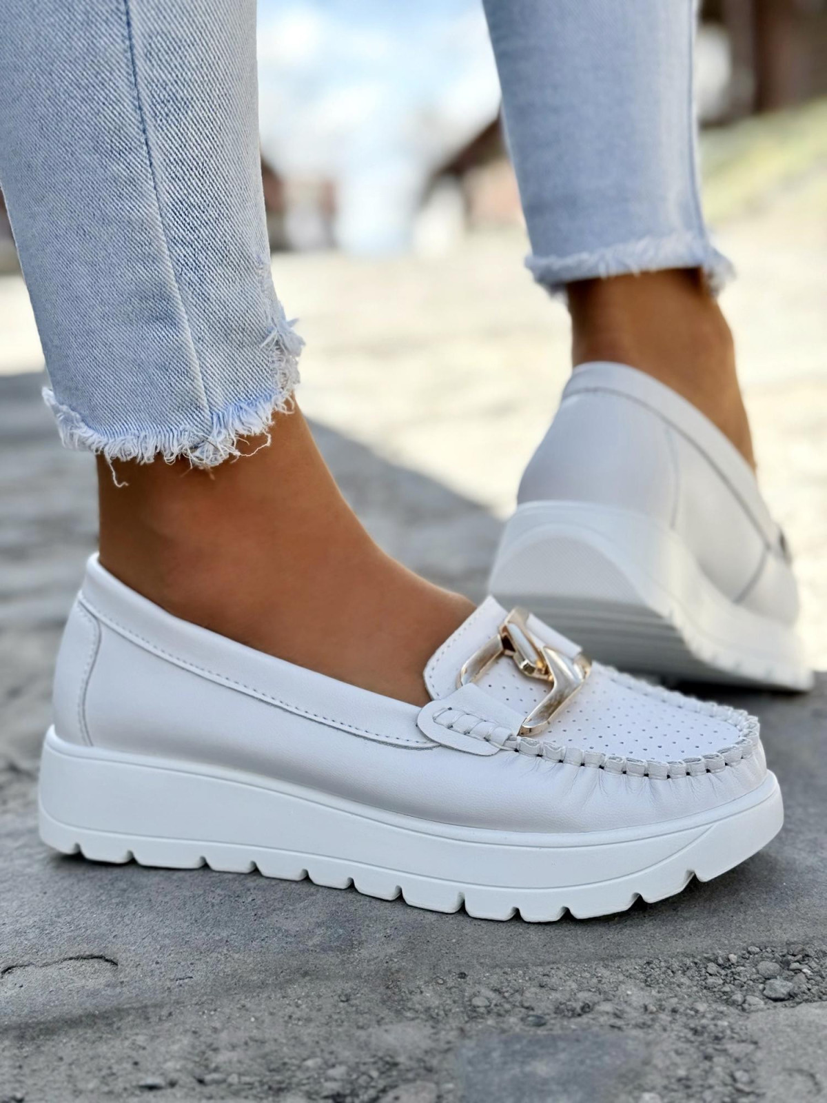 Mokasyny damskie ze skóry naturalnej