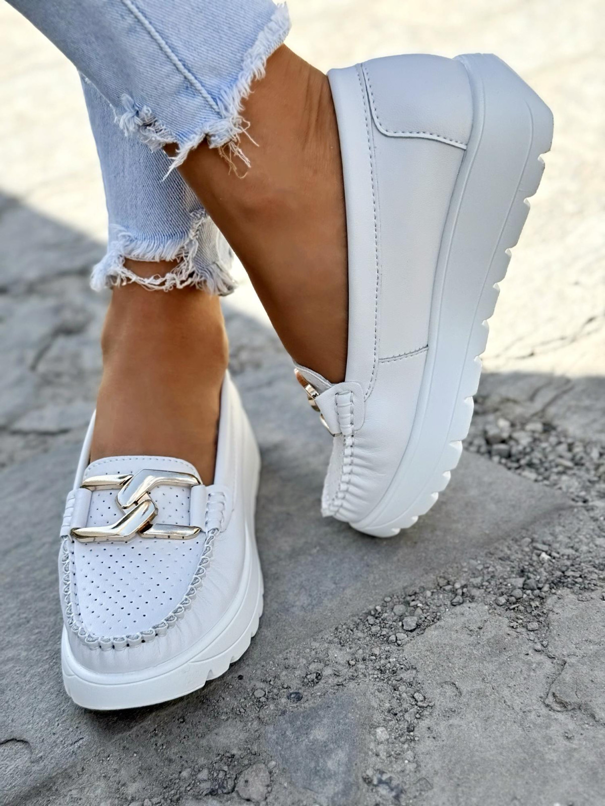 Mokasyny damskie ze skóry naturalnej