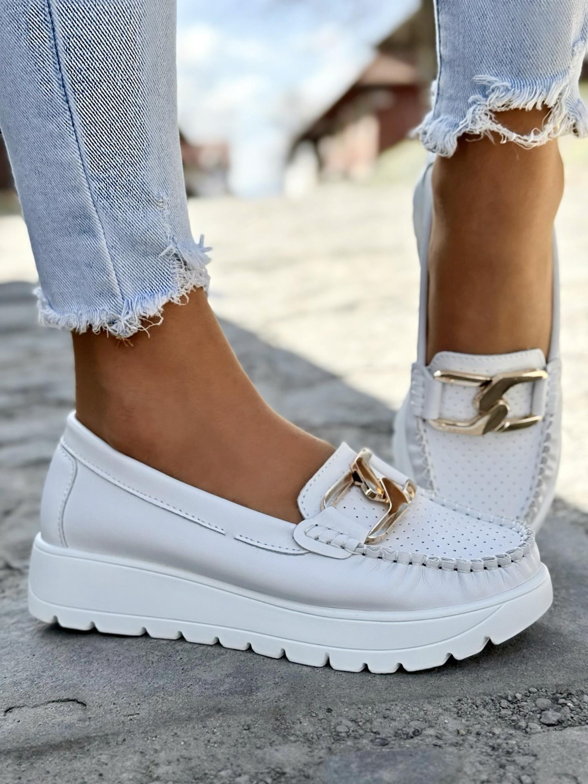 Mokasyny damskie ze skóry naturalnej