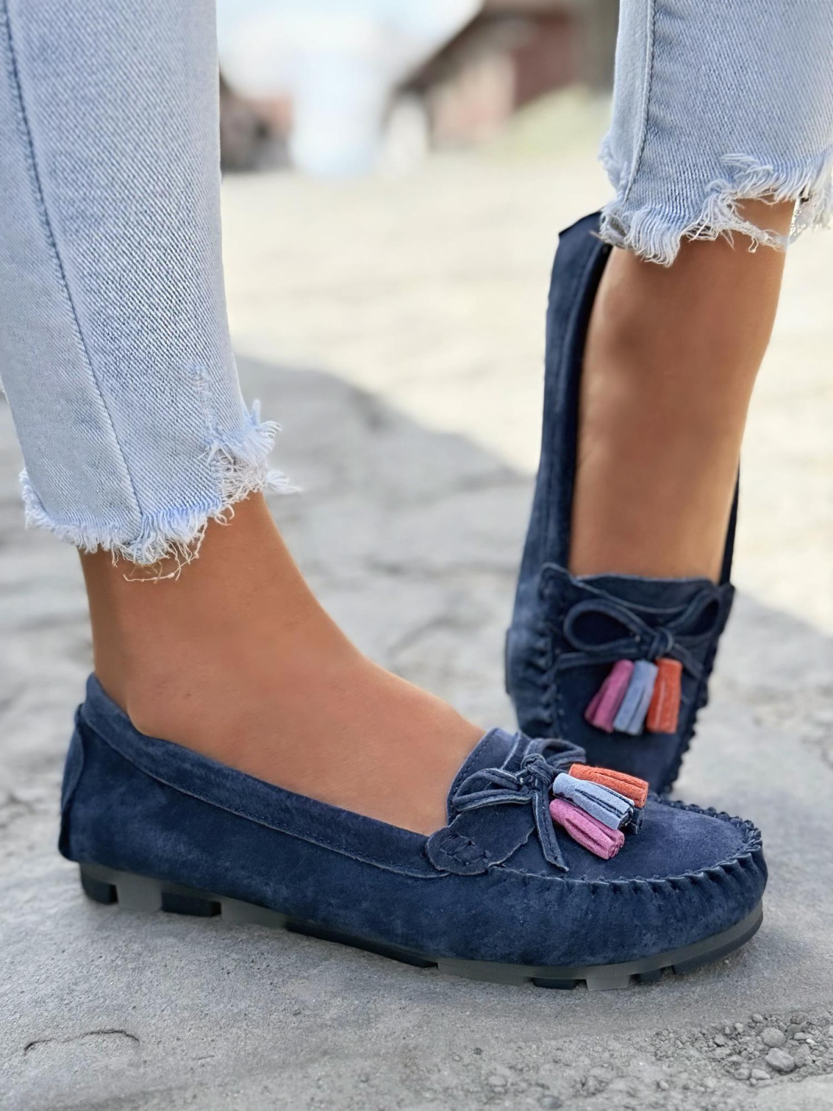 Mokasyny damskie ze skóry naturalnej