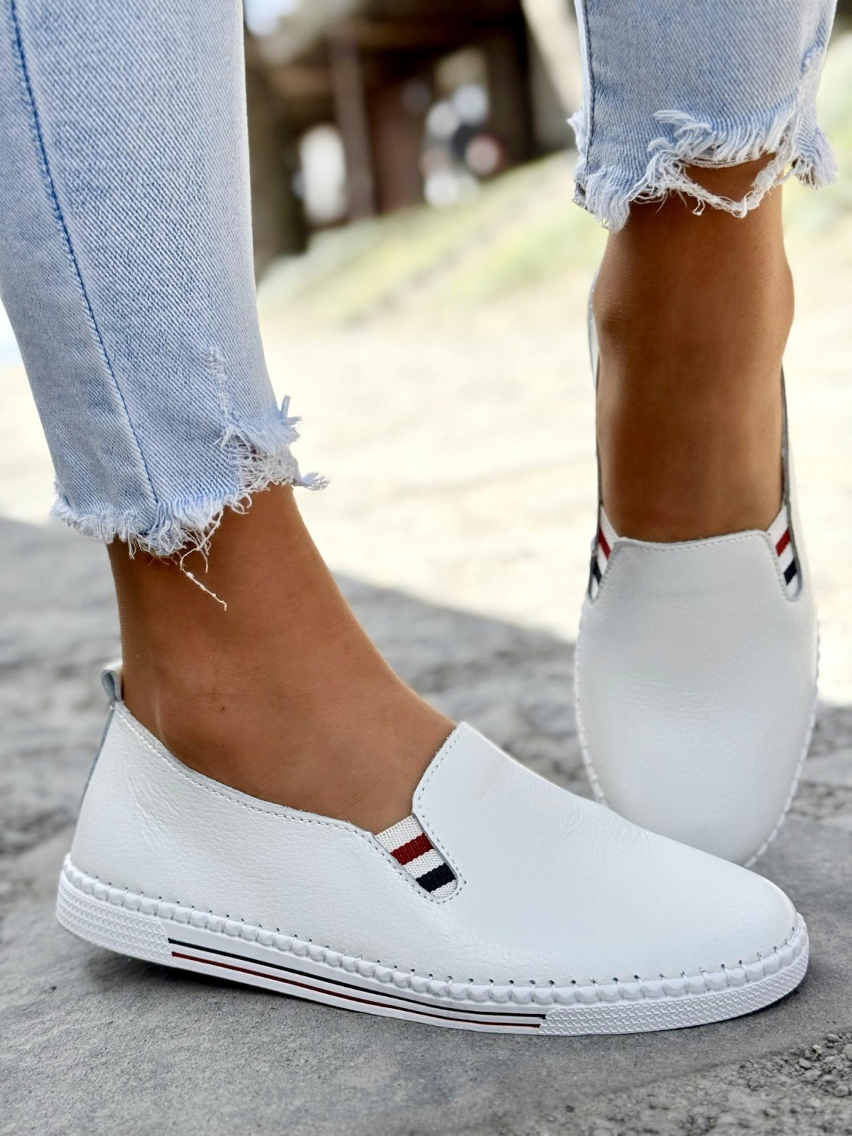 Mokasyny damskie ze skóry naturalnej