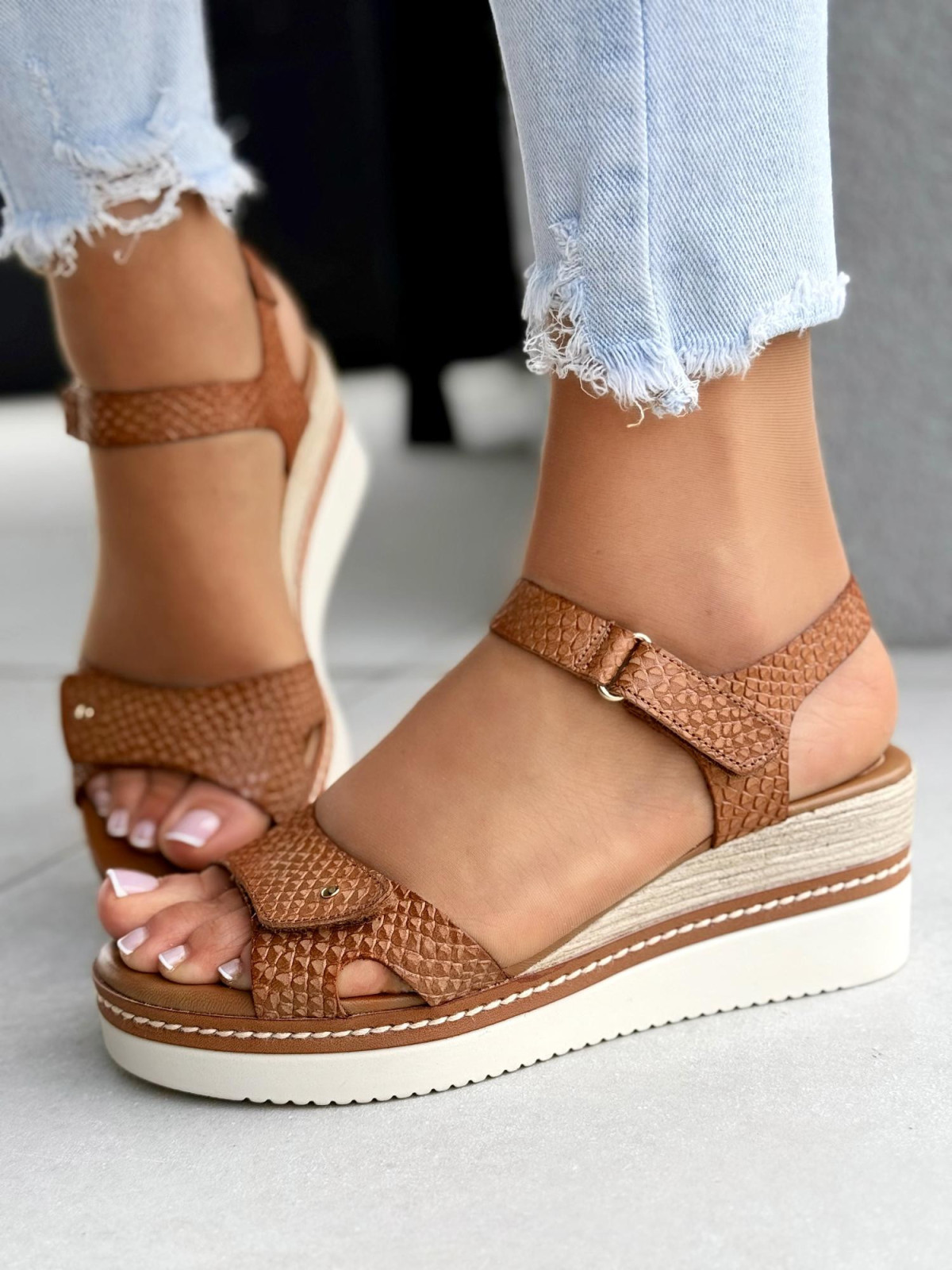 Sandałki damskie OLEKSY ze skóry naturalnej Polskiej produkcji