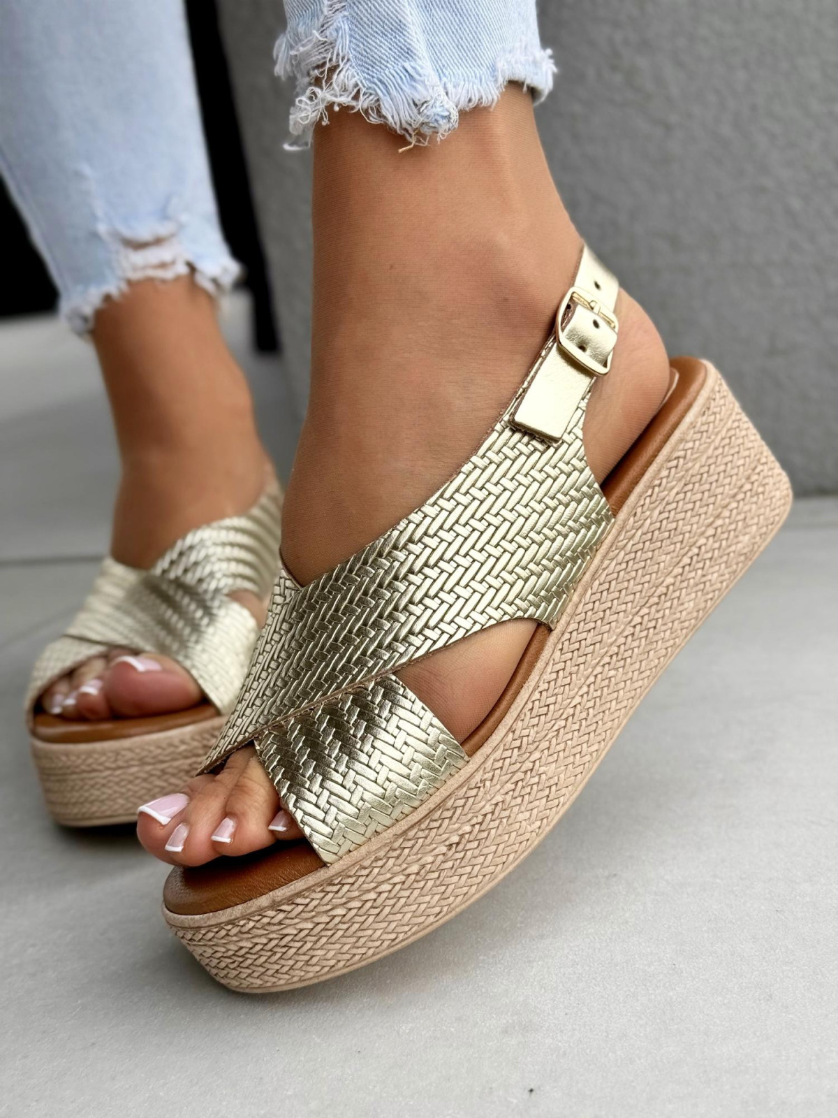 Sandałki damskie OLEKSY ze skóry naturalnej Polskiej produkcji