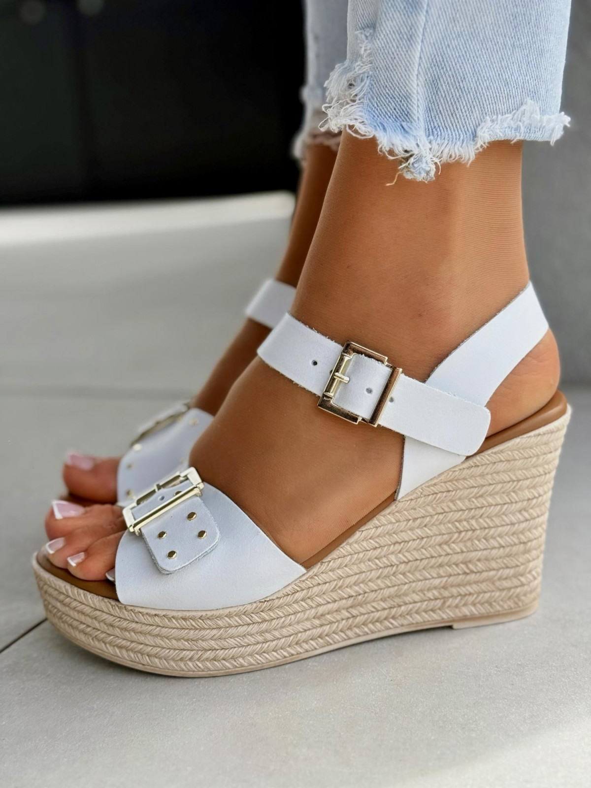 Sandałki damskie OLEKSY ze skóry naturalnej Polskiej produkcji