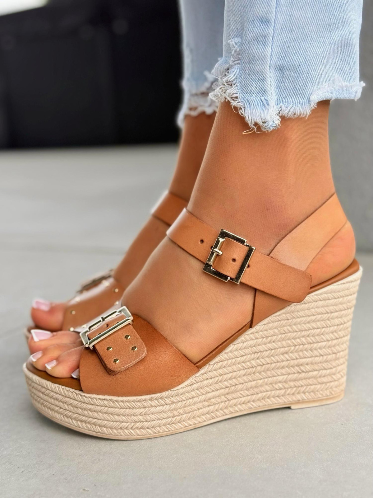 Sandałki damskie OLEKSY ze skóry naturalnej Polskiej produkcji