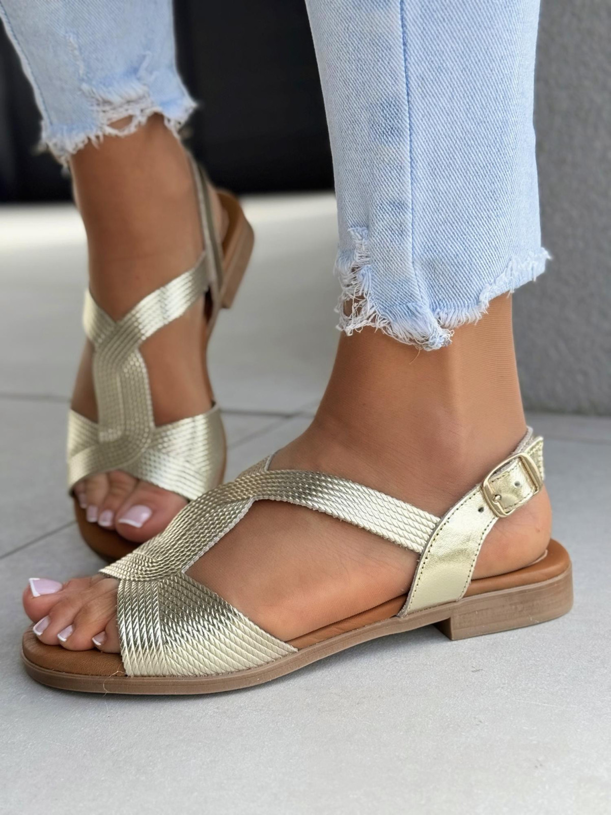 Sandałki damskie OLEKSY ze skóry naturalnej Polskiej produkcji