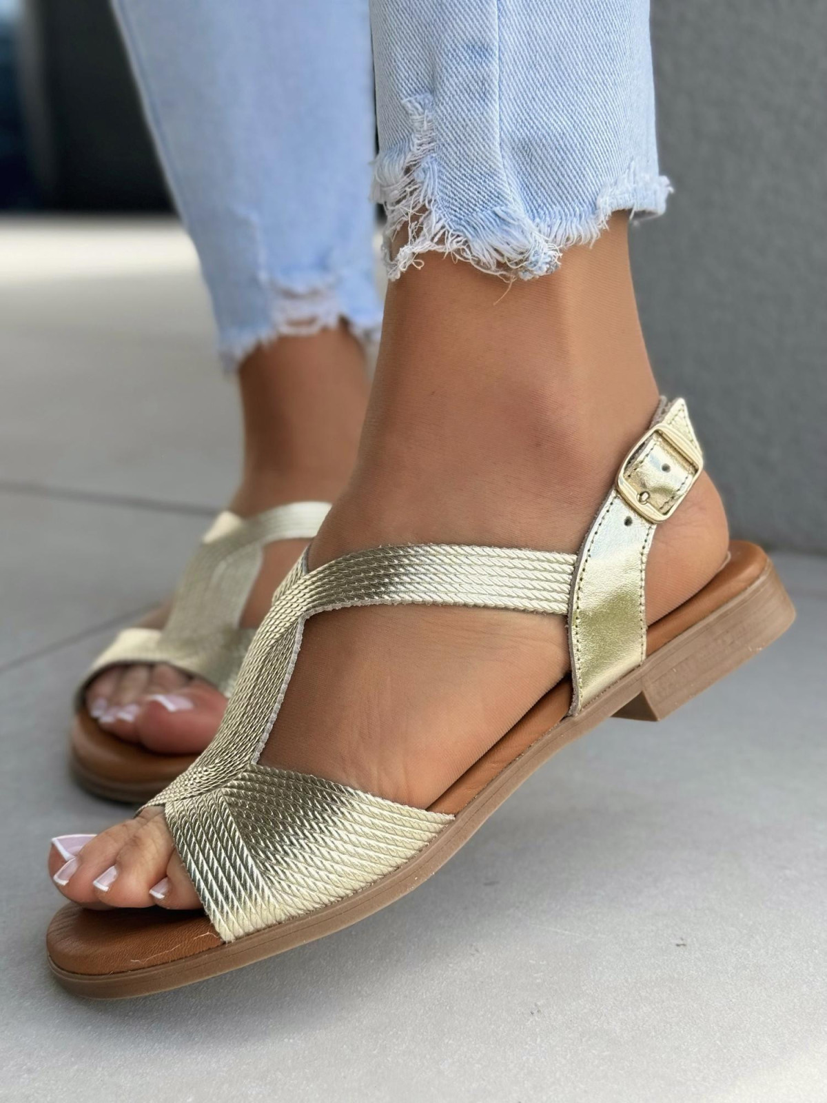 Sandałki damskie OLEKSY ze skóry naturalnej Polskiej produkcji