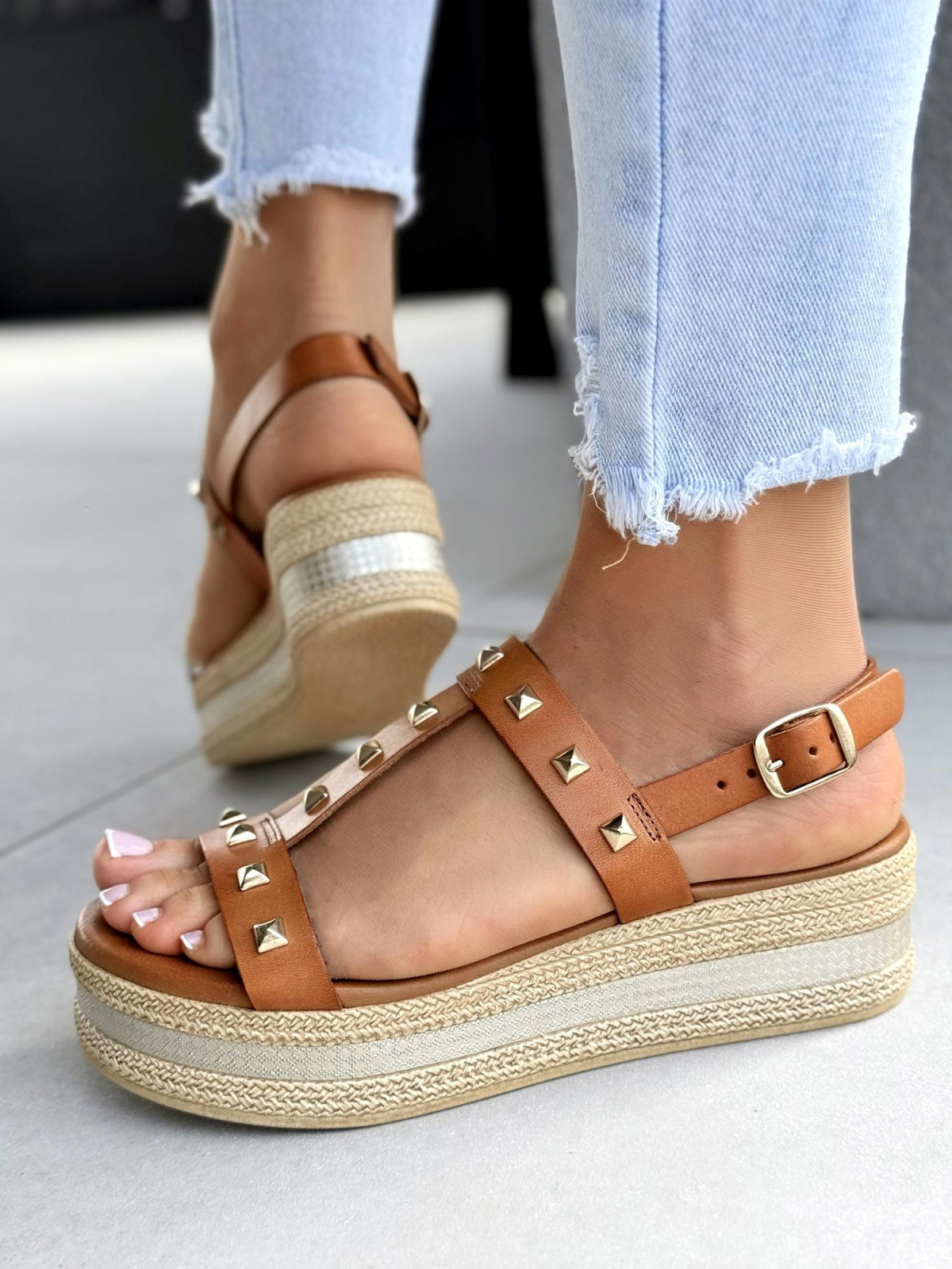 Sandałki damskie OLEKSY ze skóry naturalnej Polskiej produkcji