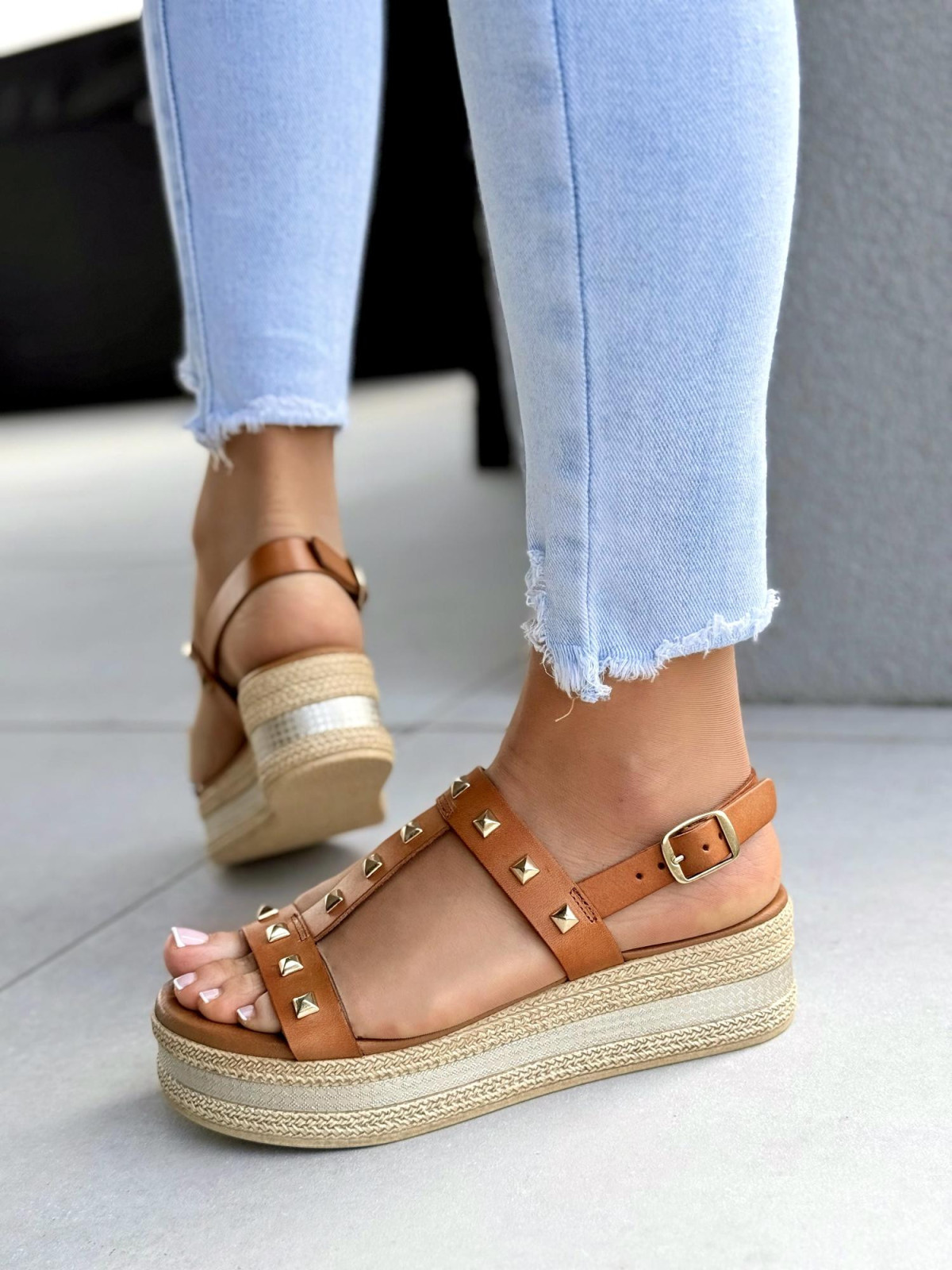 Sandałki damskie OLEKSY ze skóry naturalnej Polskiej produkcji